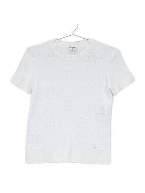 Chanel CC Logo Plate Short Sleeve Knit Sweater 34